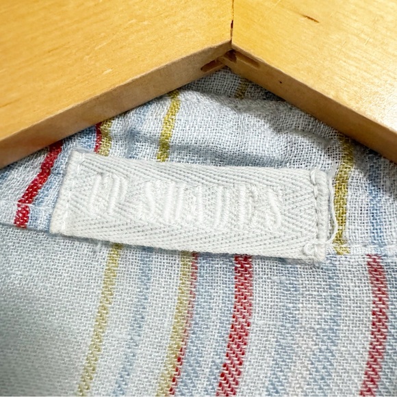 CP Shades Romy Blue Striped Linen Button Down Top XS - Picture 5 of 12